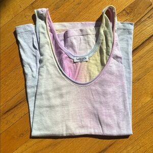 SPLENDID Inside-Out Ombré Dye Cotton Pastel Rainbow Tank Top